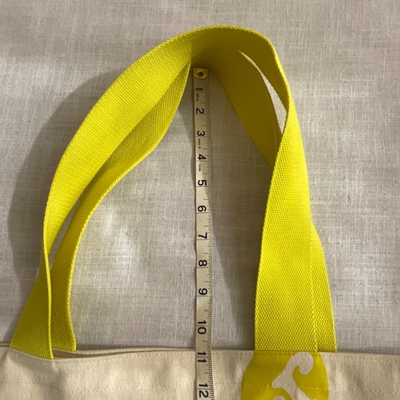•Cotton Graphic Shopping Reusable Large Cream YellowTote NWOT - Picture 8 of 11